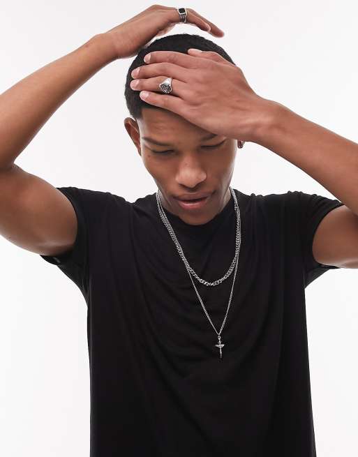 Topman – Lang geschnittenes T-Shirt in Schwarz, 2 von 4