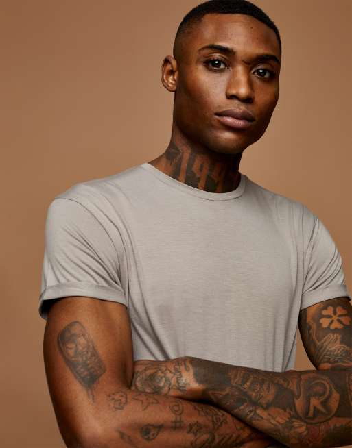 Topman - Lang T-shirt in grijs