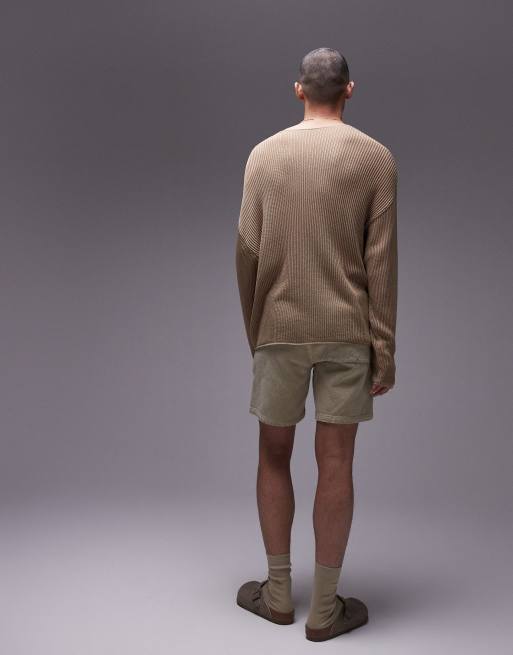 Topman – Langärmliger Strickpullover in Kamelbraun mit lockerem Schnitt, 3 von 5