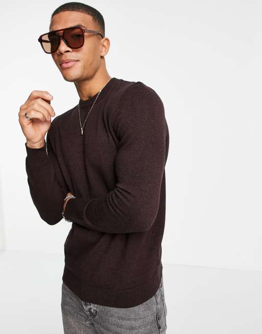 Topman – Langärmliger Strickpullover mit Twistdetail in Burgunderrot