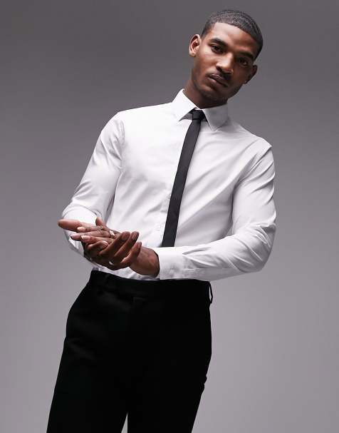 Topman – Langärmliges, elegantes Slim Fit Stretch-Hemd in Weiß - view 1