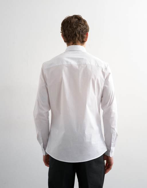 Topman – Langärmliges, elegantes Stretch-Hemd mit schmalem Schnitt in Weiß, 4 von 5