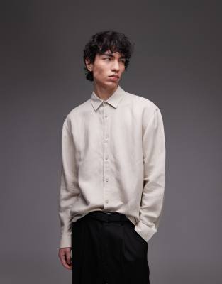 Topman – Langärmliges Hemd mit Leinen in Ecru - view 1