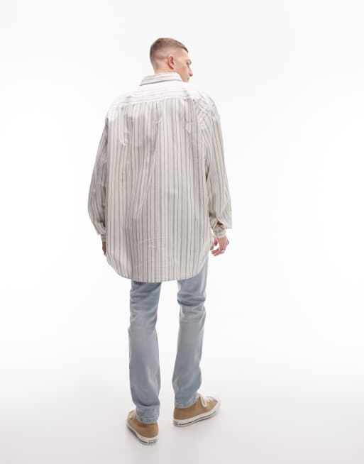 Topman – Langärmliges Super-Oversize-Hemd mit farblich abgestimmtem buntem Streifenmuster, 4 von 4