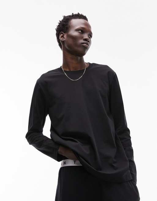 Topman - Langærmet lounge-T-shirt i sort