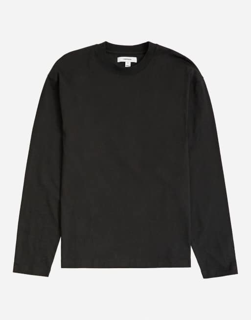 Topman langærmet T-shirt i sort med afslappet pasform, 6 af 7