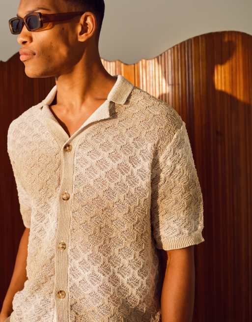 Topman – Lässig geschnittenes Polohemd in Braun mit Knopfleiste und melierter Optik, 2 von 4