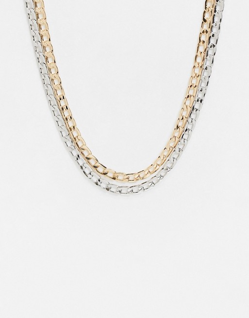 Topman layered neckchains in gold and silver