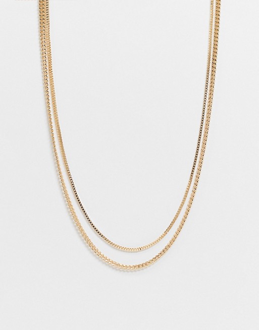 Topman layered snake neckchains in gold