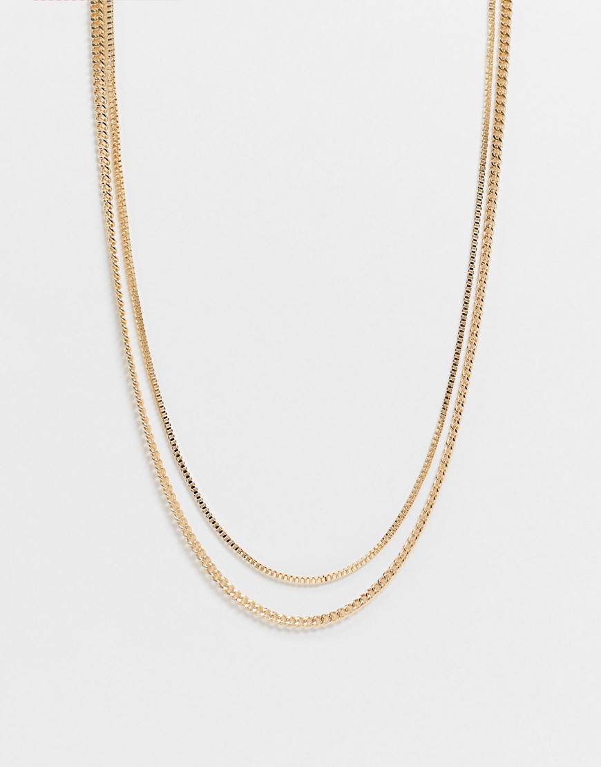 Topman Layered Snake Necklaces In Gold