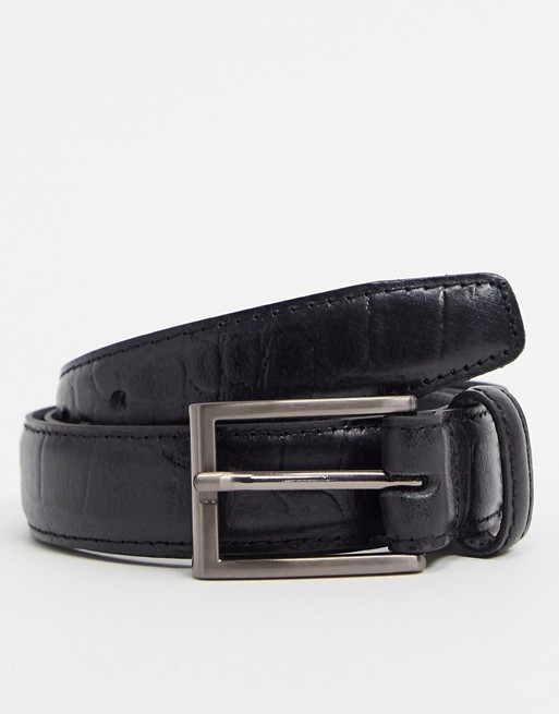 Topman leather belt in black