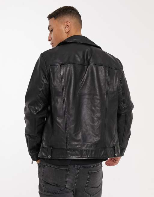 Leather biker 2025 jacket topman