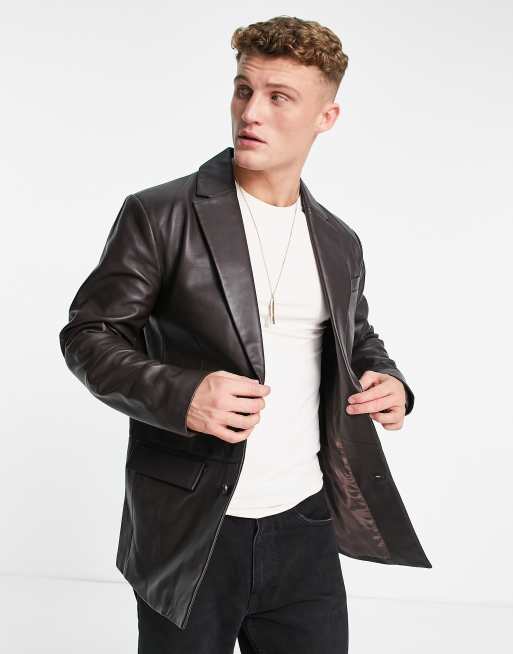 Leather jacket topman sale