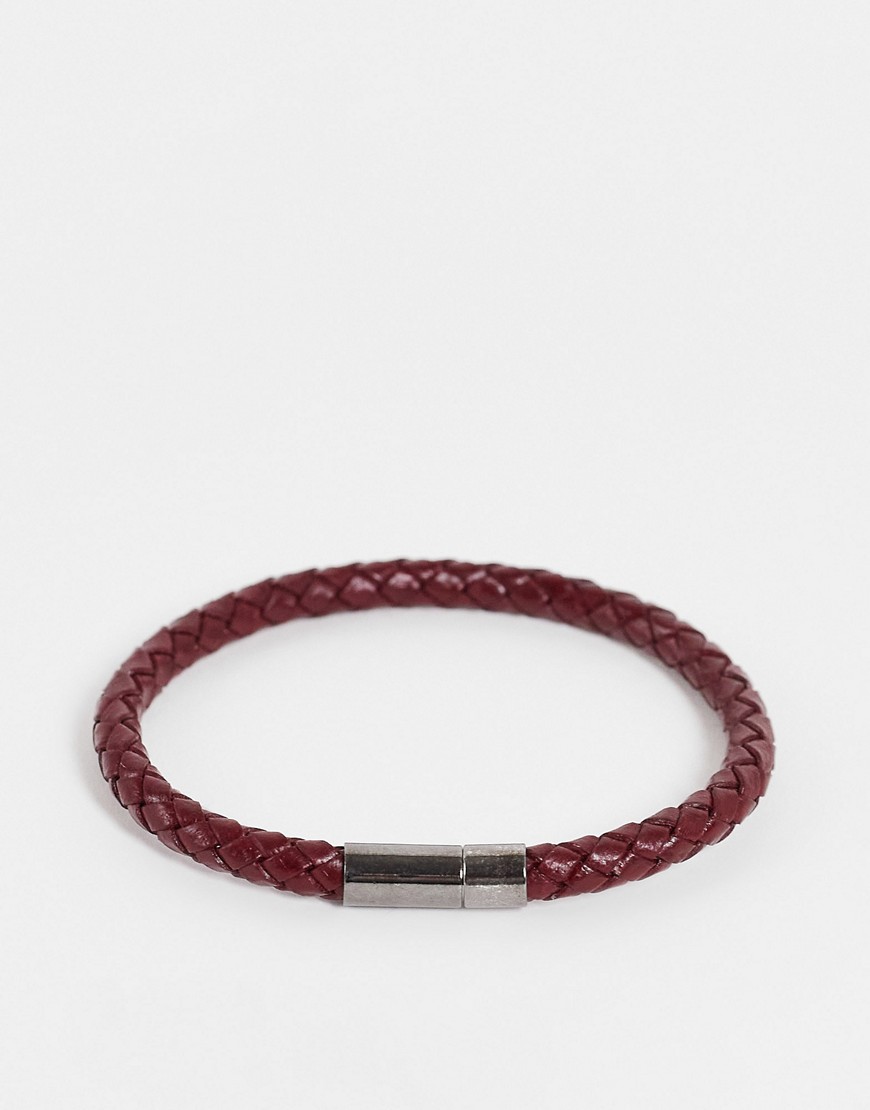 leather bracelet in burgundy-Multi