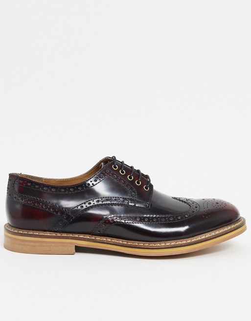 Topman leather brogues in red