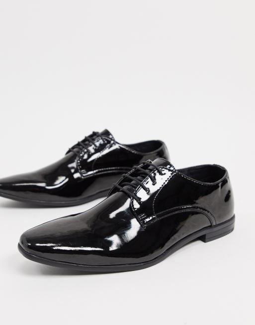 Topman leather derby shoes in black | ASOS