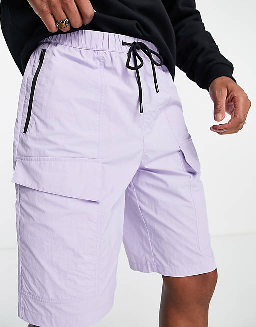 TOPMAN Synthetik Herren Bekleidung Kurze Hosen Cargo Shorts legere cargo-shorts aus nylon mit reißverschlusstasche in Lila für Herren 