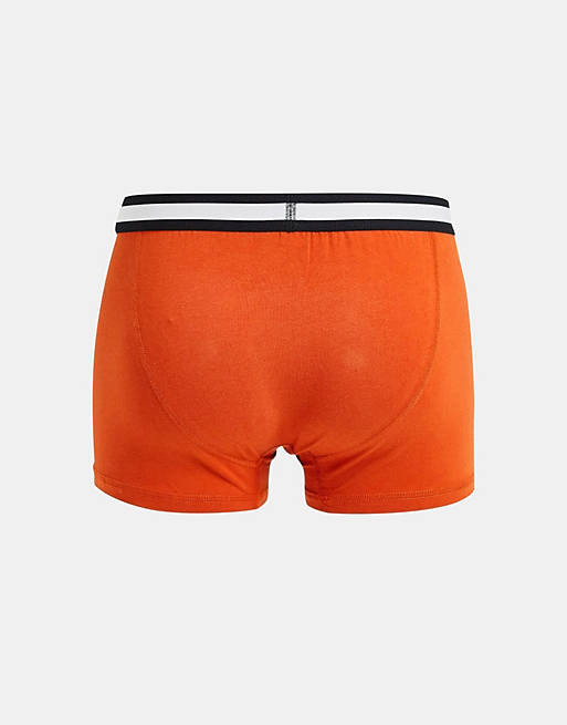 Men Underwear/Topman leopard print trunks in orange and black 3pk 