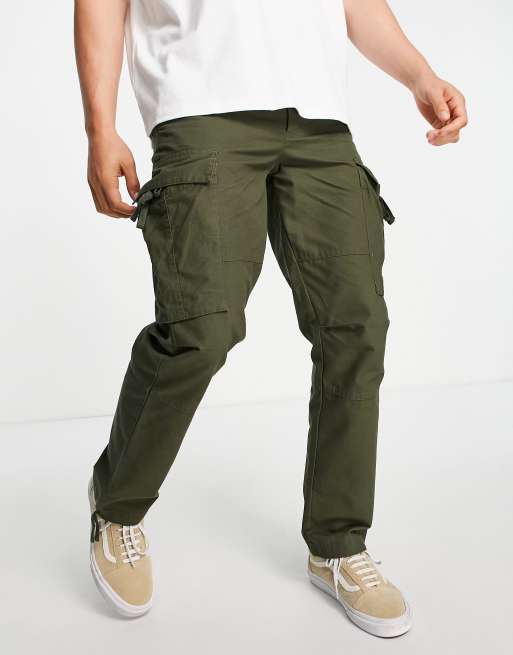 Topman - Lige cargobukser med justering i khaki