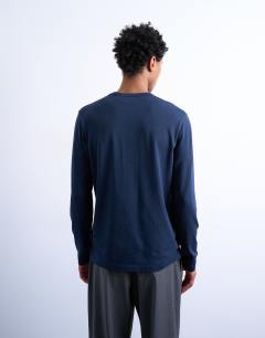 Model wearing Lightweight long sleeve tee in navy