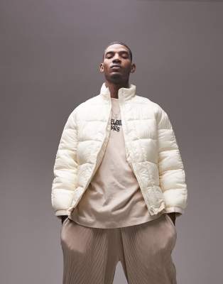 Topman lightweight puffer jacket in off white