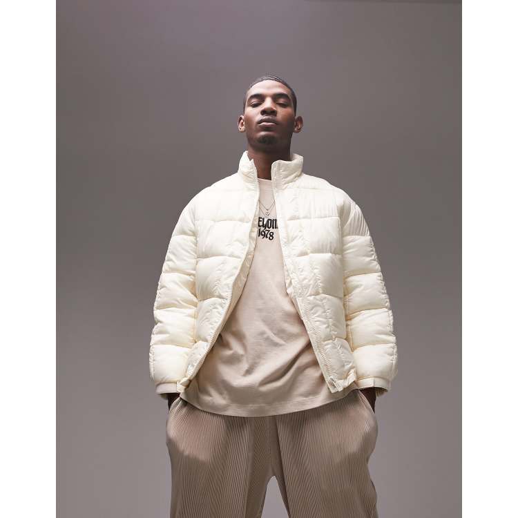 Topman lightweight puffer jacket in off white | ASOS