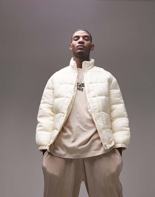 Topman lightweight puffer jacket in off white | ASOS