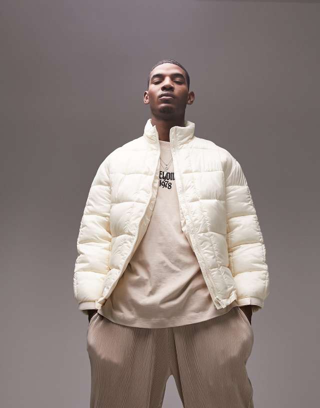 Topman - lightweight puffer jacket in off white