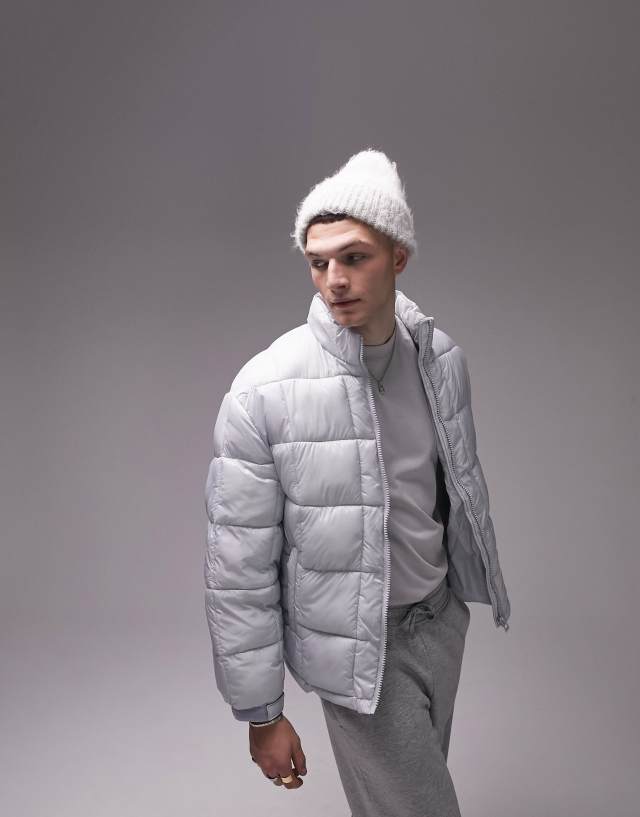 Topman lightweight puffer jacket in pale blue