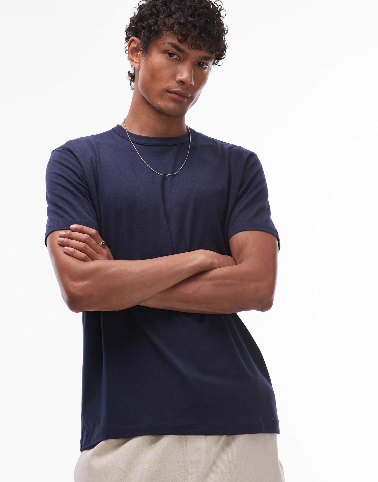 Легкая футболка Topman обычного покроя темно-синего цвета