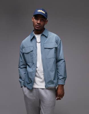 Topman Lightweight Ripstop Jacket In Blue