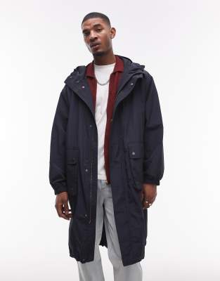 lightweight ripstop parka jacket in navy