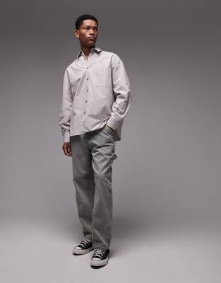 Topman Limited long sleeve oversized pointed collar shirt in grey - ASOS Price Checker