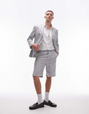 linen blend shorts in gray