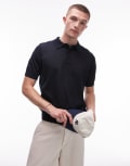 [Topman] Topman linen mix knitted polo in navy XL NAVY