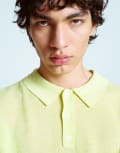 [Topman] Topman linen-mix knitted polo shirt in lime-Green XL Lime