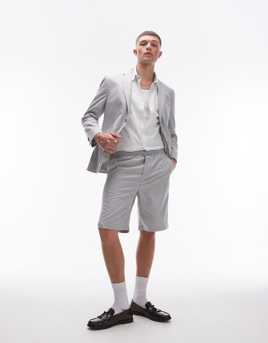 Topman Linen Shorts In Gray