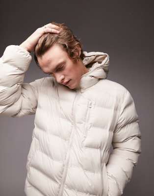 Topman Liner Jacket With Hood In Stone-neutral