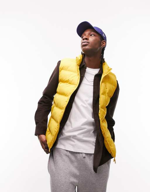 Mens yellow puffer on sale vest