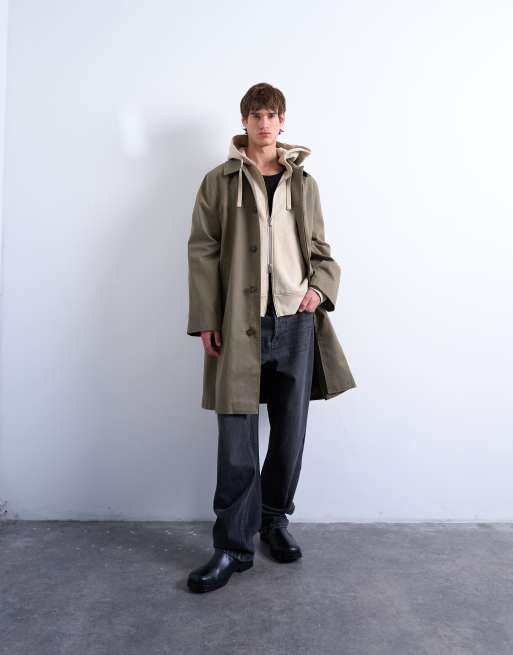 Topman – Ljusbeige, kraftig huvtröja i oversize med dragkedja, 2 av 5