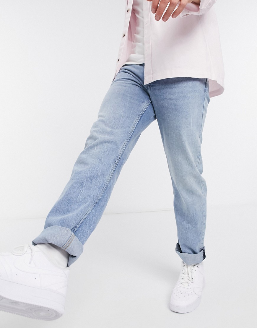 Topman – Ljusblå tvättade jeans med rak passform