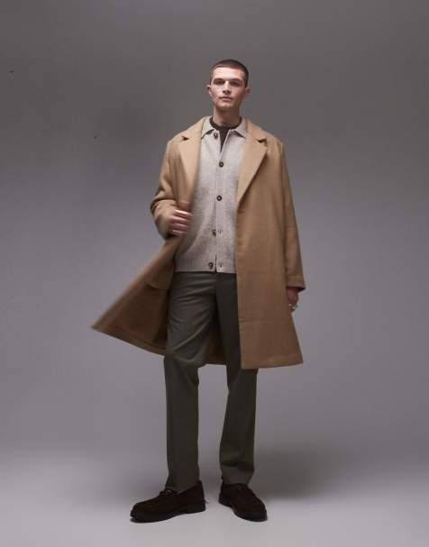 Topman – Ljusbrun, enkelknäppt ytterrock med avslappnad passform - view 1