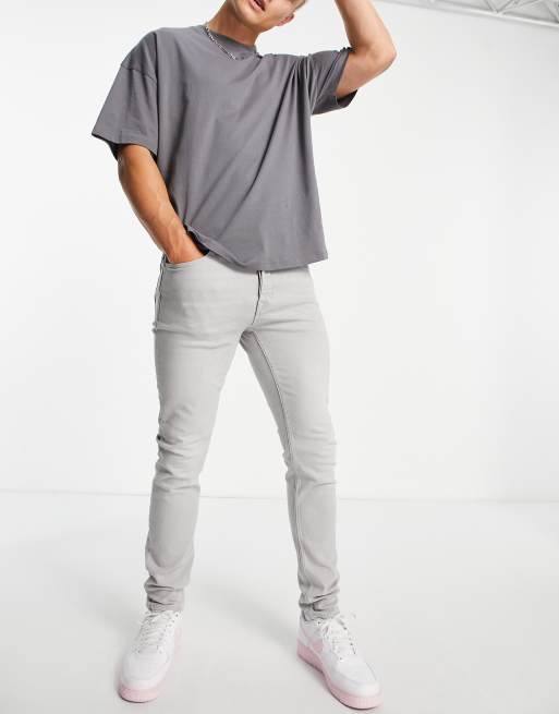 Topman – Ljusgrå stretchjeans i extra smal passform 