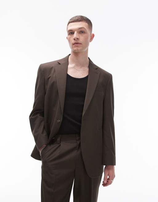 Topman – Locker geschnittene Anzugjacke in Khaki