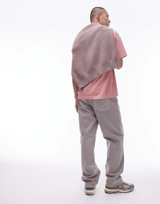 Topman – Locker geschnittene Hose aus Baumwoll-Twill in Steinbeige