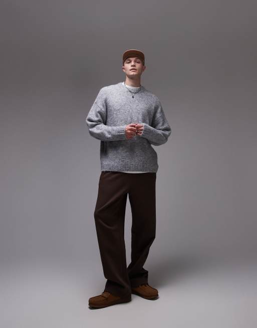 Topman – Locker geschnittener Pullover in Kalkgrau, 3 von 4