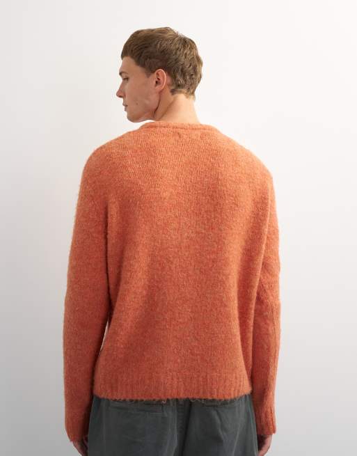 Topman locker geschnittener Strickpullover mit Rundhalsausschnitt in Orange, 5 von 7