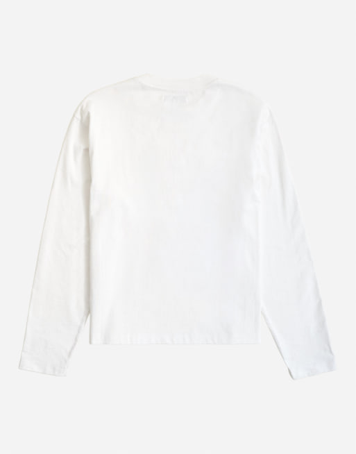 Topman locker geschnittenes Crop-T-Shirt mit langen Ärmeln in Weiß, 7 von 7