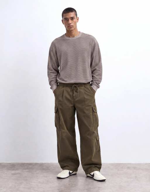 Topman locker geschnittenes Crop-T-Shirt mit langen Ärmeln und Streifen in Grau, 7 von 10