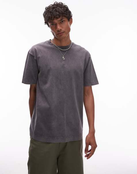 Topman – Locker geschnittenes T-Shirt in verwaschenem Schwarz - view 1